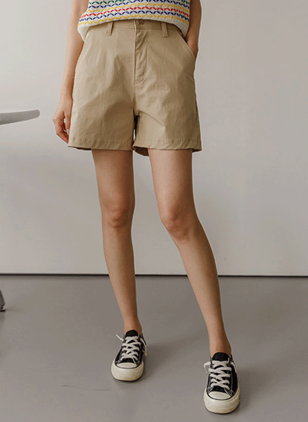 韓國純色棉混紡短褲
