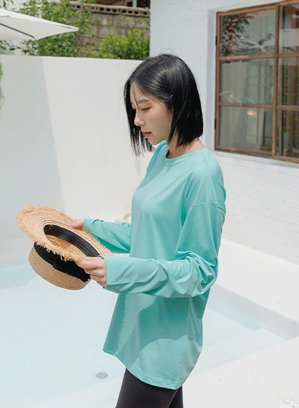 韓國純色長袖衝浪衣