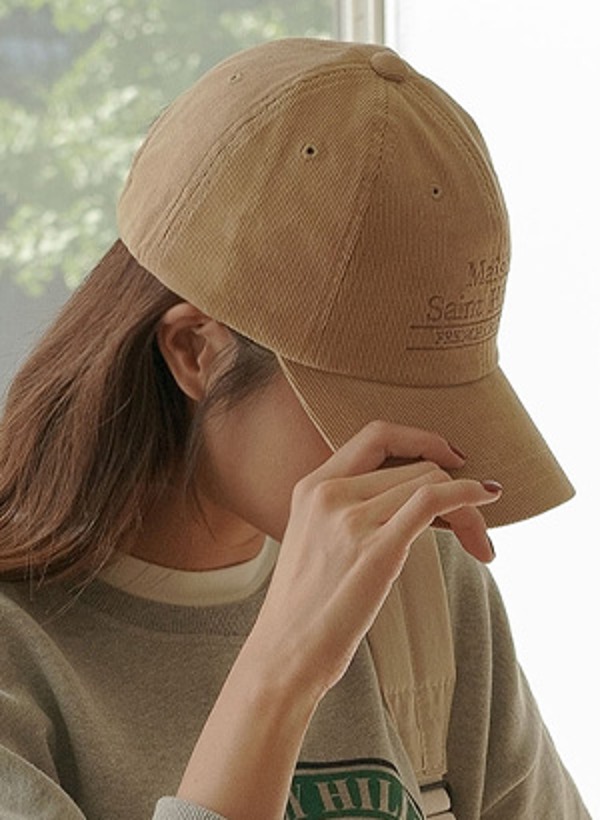韓國燈芯絨刺繡棒球帽