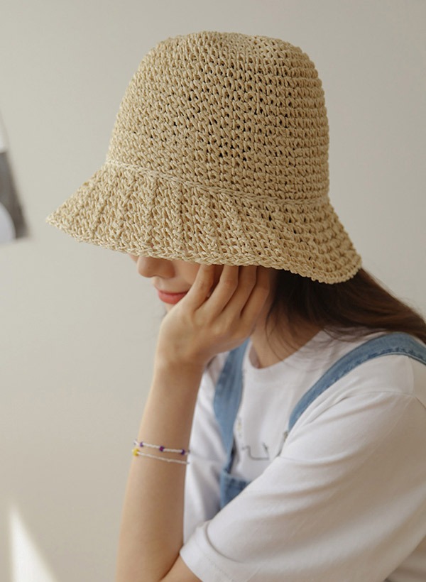 韓國輕盈感紙草編織漁夫帽