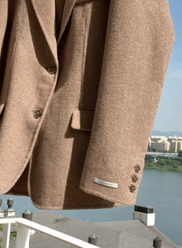 韓國排釦袖縫線手工羊毛大衣