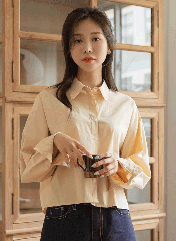 韓國排釦寬鬆襯衫