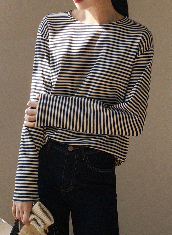 韓國條紋長袖T恤