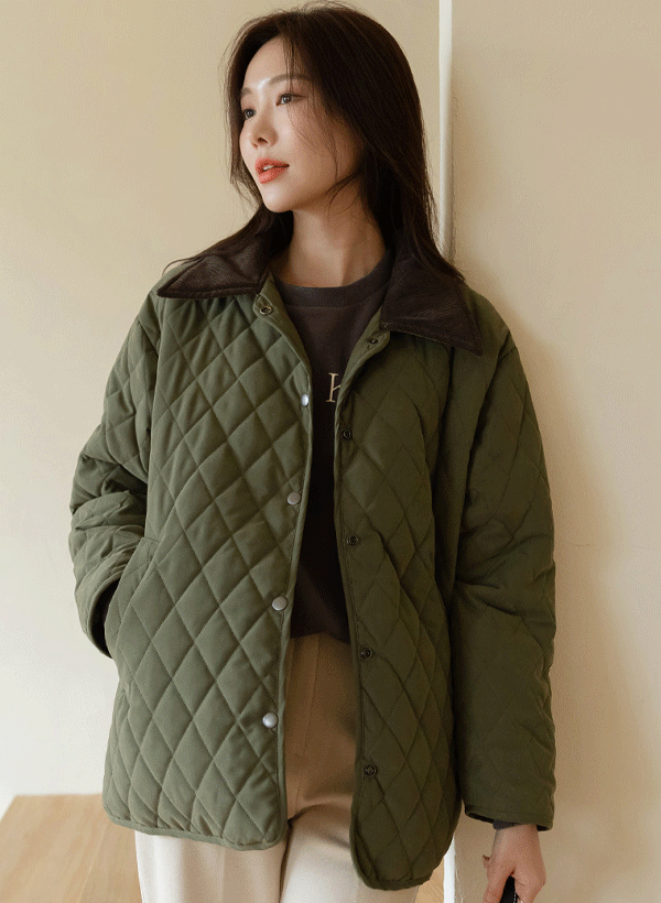 韓國排釦燈芯絨翻領保暖外套