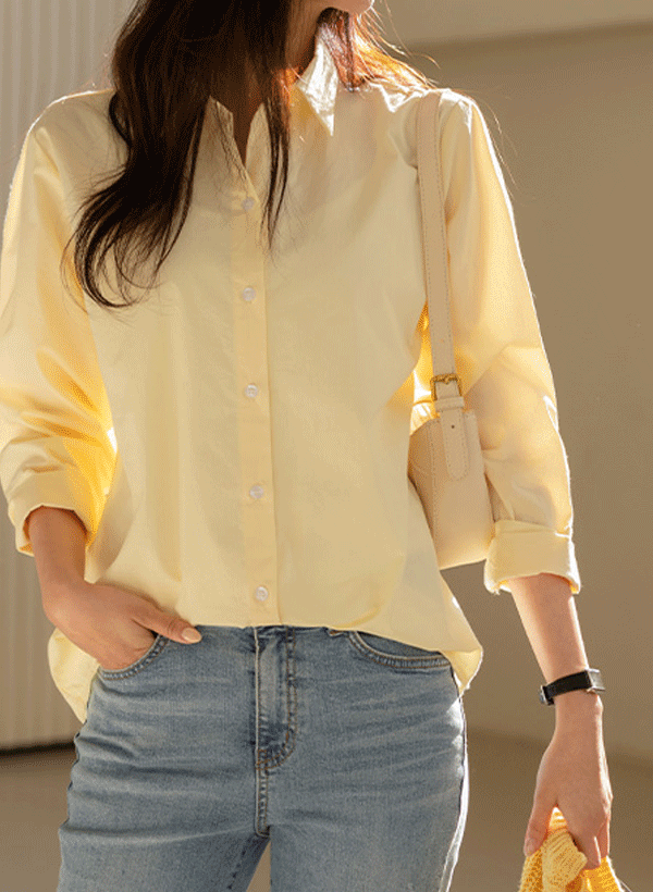 韓國柔和色系棉質襯衫