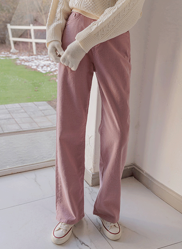 韓國寬版棉混紡直筒褲