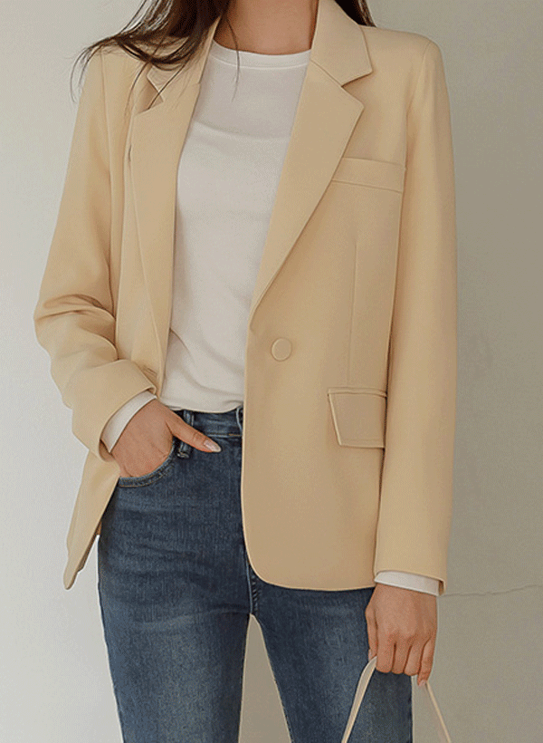 韓國純色單釦西裝外套