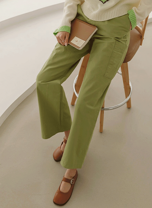 韓國工裝風側口袋寬褲