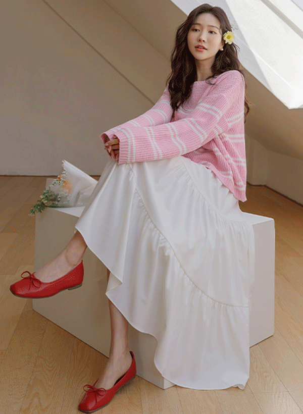 韓國寬鬆針織上衣長裙套裝