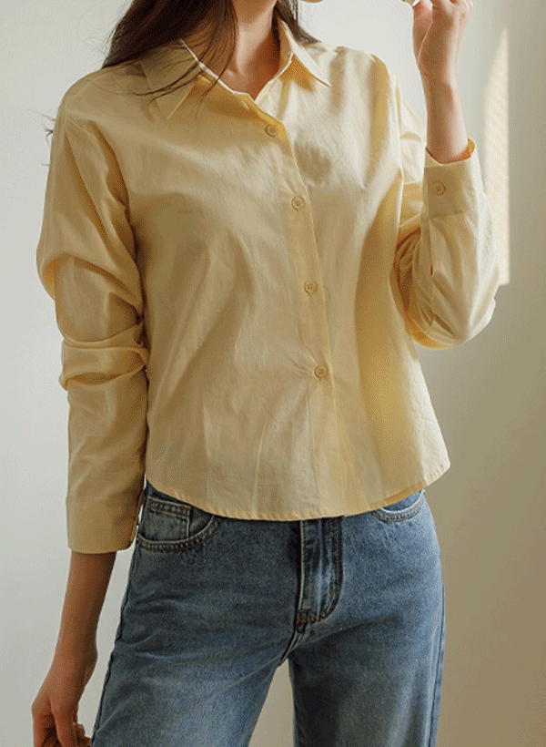 韓國同色排釦棉質襯衫