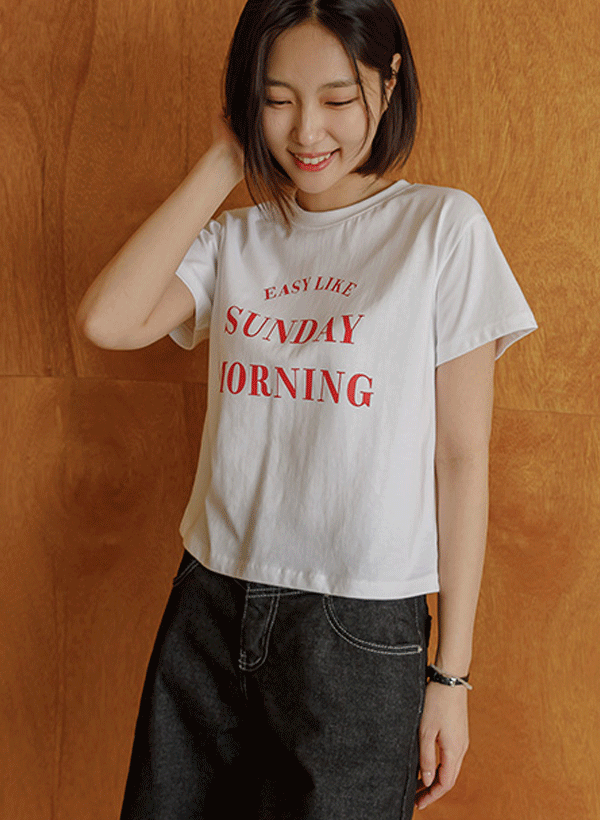 韓國配色字母棉質短袖T恤