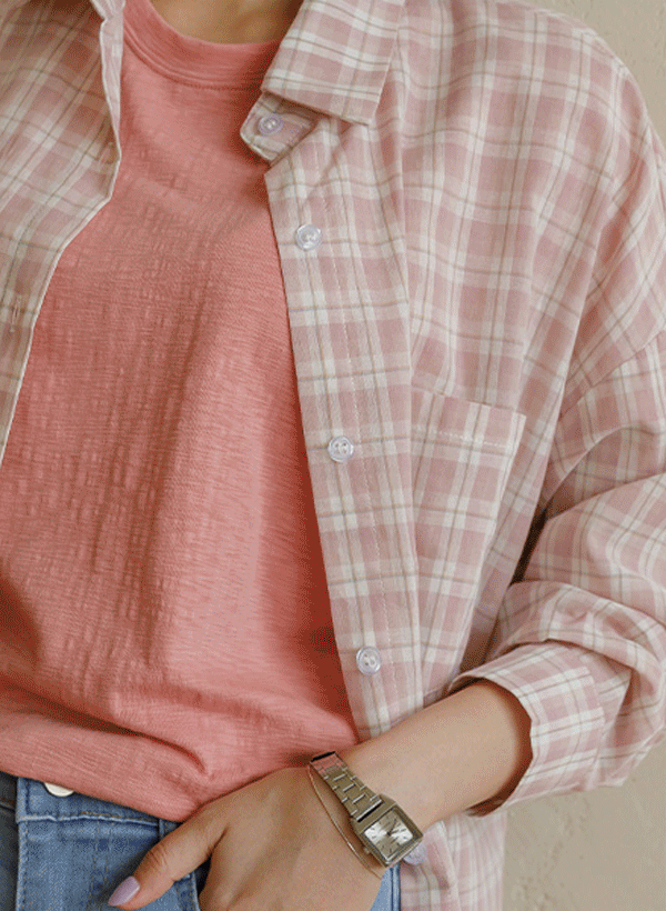 韓國圓弧襬棉質襯衫