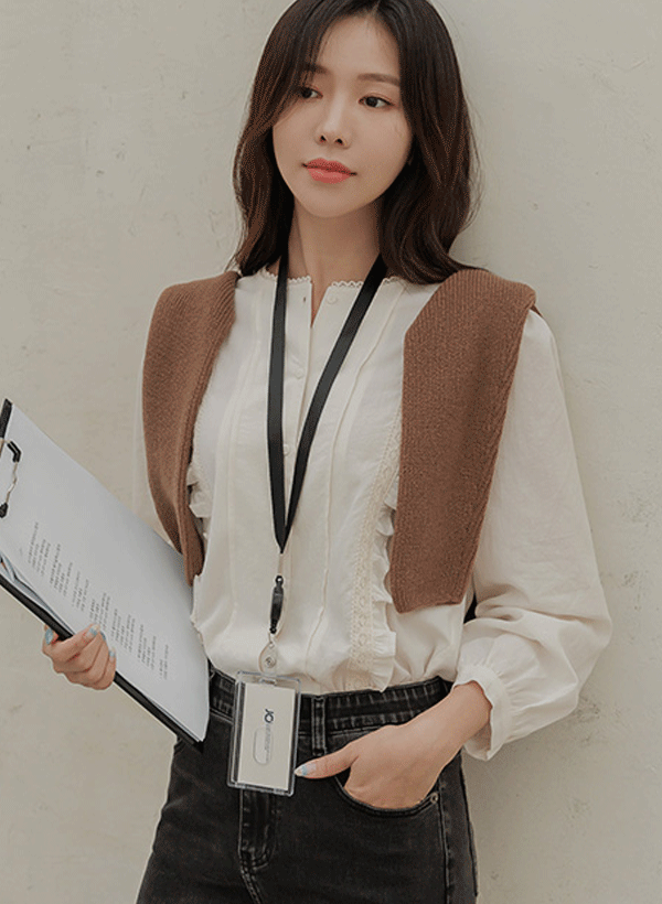 韓國棉質蕾絲上衣