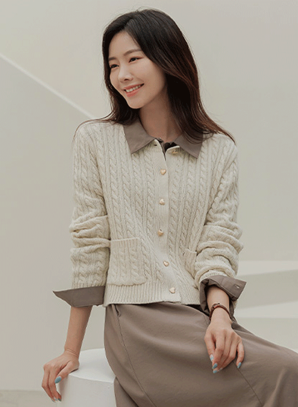 韓國羊毛愛心釦針織外套
