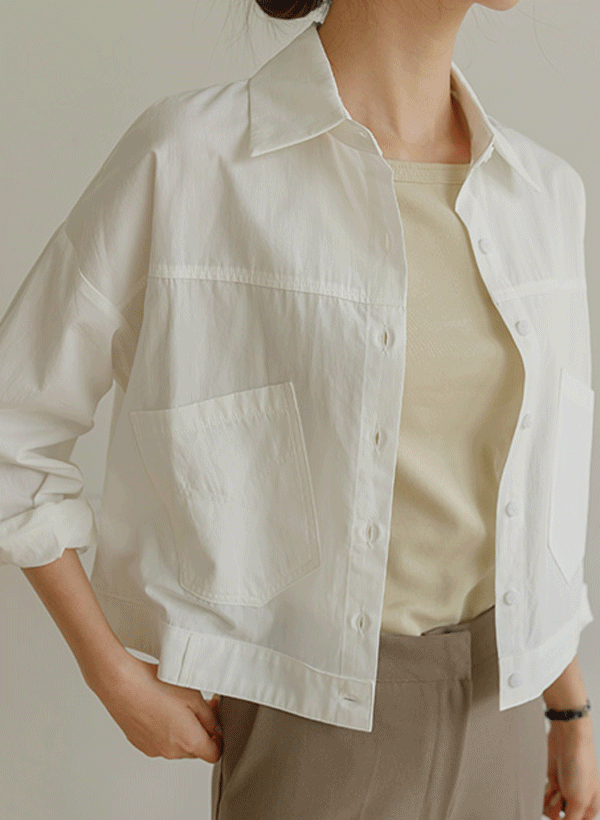 韓國純色立體車線襯衫外套