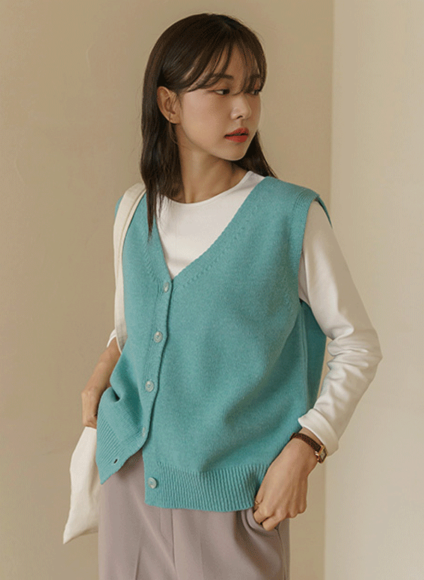 韓國寬鬆羊毛針織背心